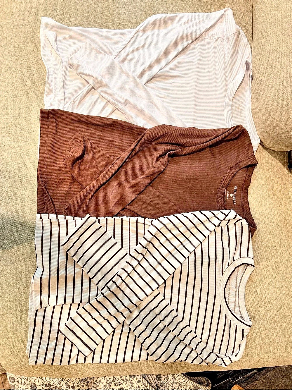 Rebel Sugar Ribbed & Striped Tops Size XL Like New